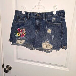 Buffalo David Bitton Denim Shorts Jean Distressed Embroidered Booty Cut Offs w29